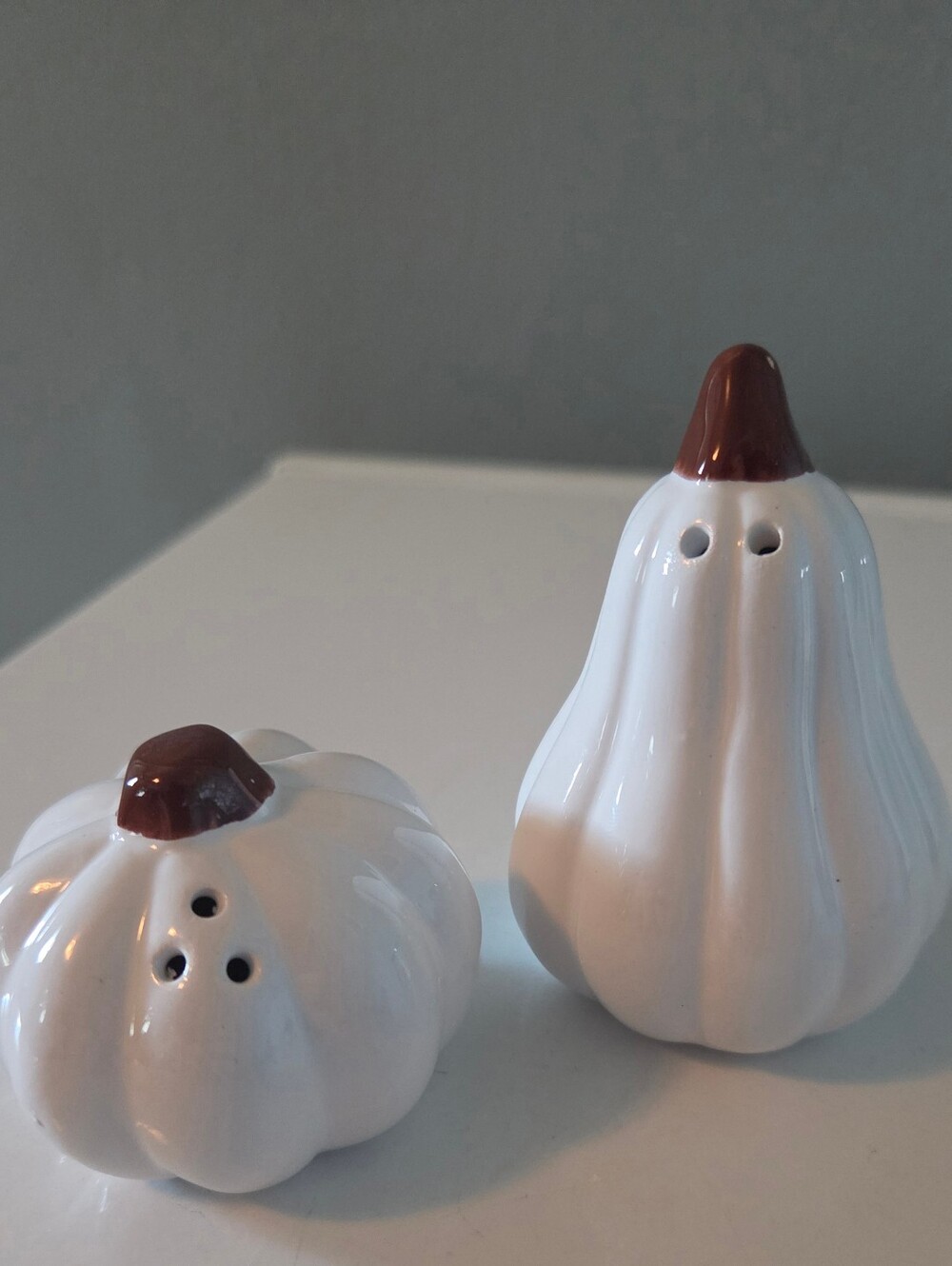 Ceramic White Pumpkin & Gourd Salt and Pepper Shaker Set